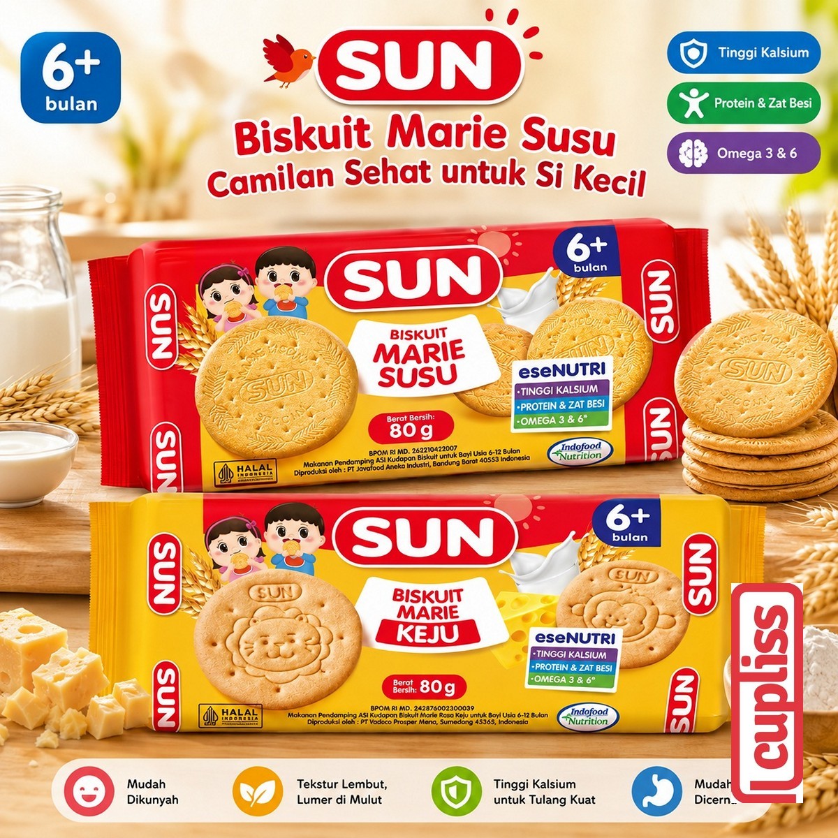 SUN Marie Biskuit Bayi Regal Baby Biscuit Roll Susu MPASI Anak