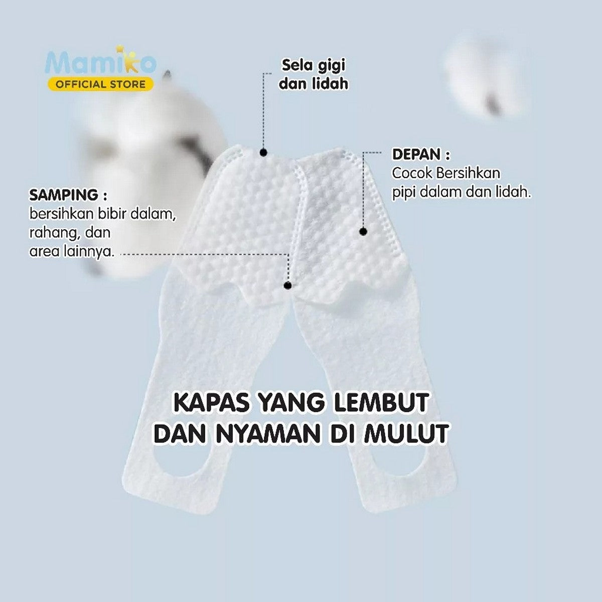 Mamiko Finger Baby Oral Wipes Kasa Bentuk Jari Pembersih Gusi Lidah Mulut Gigi Bayi 20 30 50 pcs