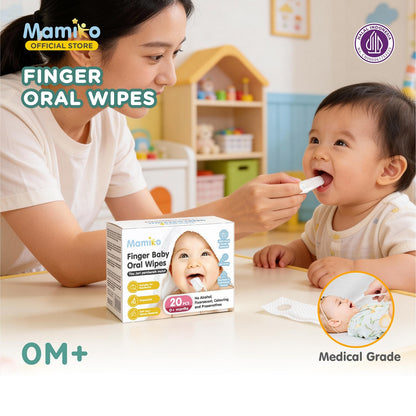 Mamiko Finger Baby Oral Wipes Kasa Bentuk Jari Pembersih Gusi Lidah Mulut Gigi Bayi 20 30 50 pcs