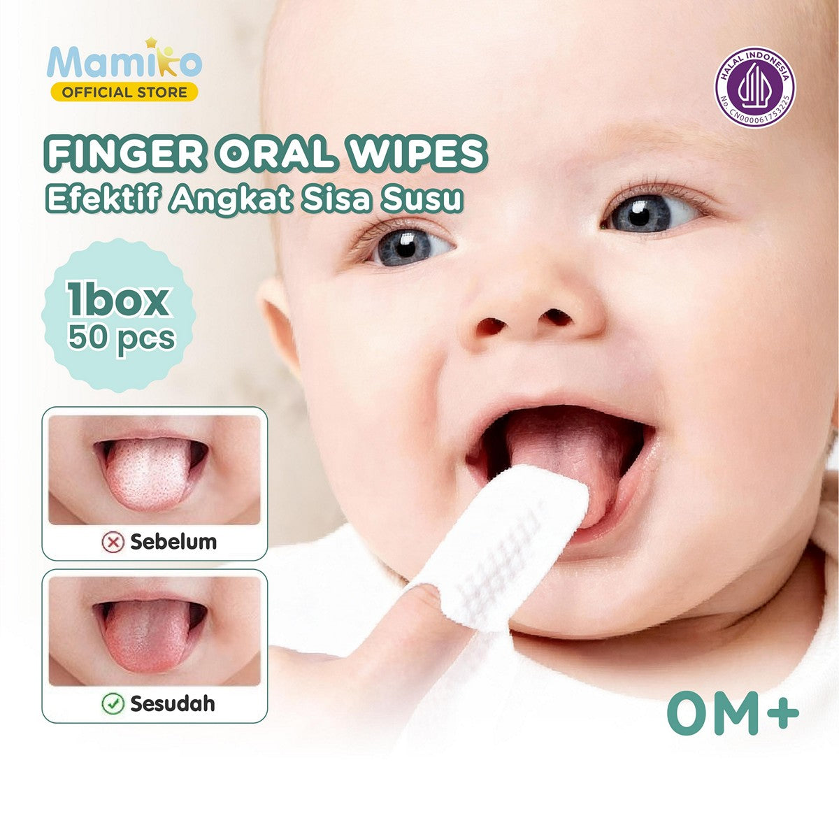 Mamiko Finger Baby Oral Wipes Kasa Bentuk Jari Pembersih Gusi Lidah Mulut Gigi Bayi 20 30 50 pcs