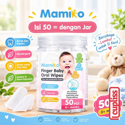 Mamiko Finger Baby Oral Wipes Kasa Bentuk Jari Pembersih Gusi Lidah Mulut Gigi Bayi 20 30 50 pcs