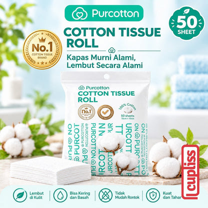 Purcotton Natural Cotton Baby Tissue Tisu Wajah Kapas Bayi Lembut 50 60 100 sheet