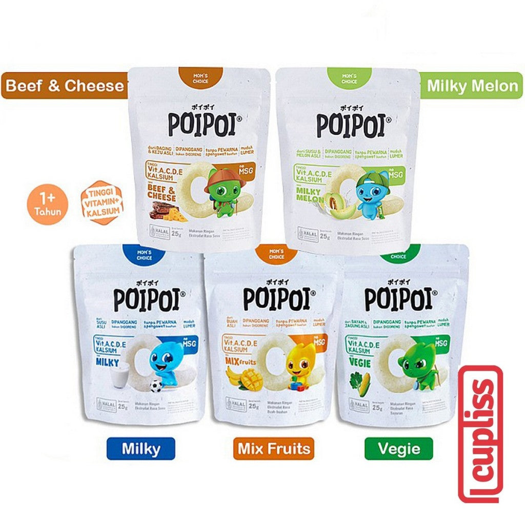 PoiPoi Healthy 25g Snack Sehat Bayi Bervitamin 25 gr Anak Milky Melon Mix Fruit Veggie Beef Cheese