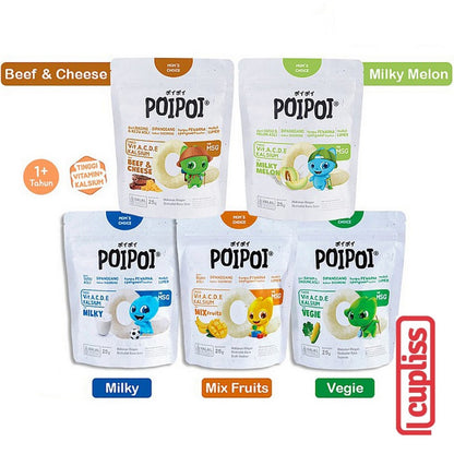 PoiPoi Healthy 25g Snack Sehat Bayi Bervitamin 25 gr Anak Milky Melon Mix Fruit Veggie Beef Cheese
