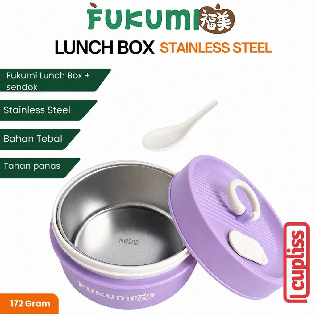 FUKUMI Lunch Box plus Spoon Original Kotak Makan plus Sendok Stainless Steel