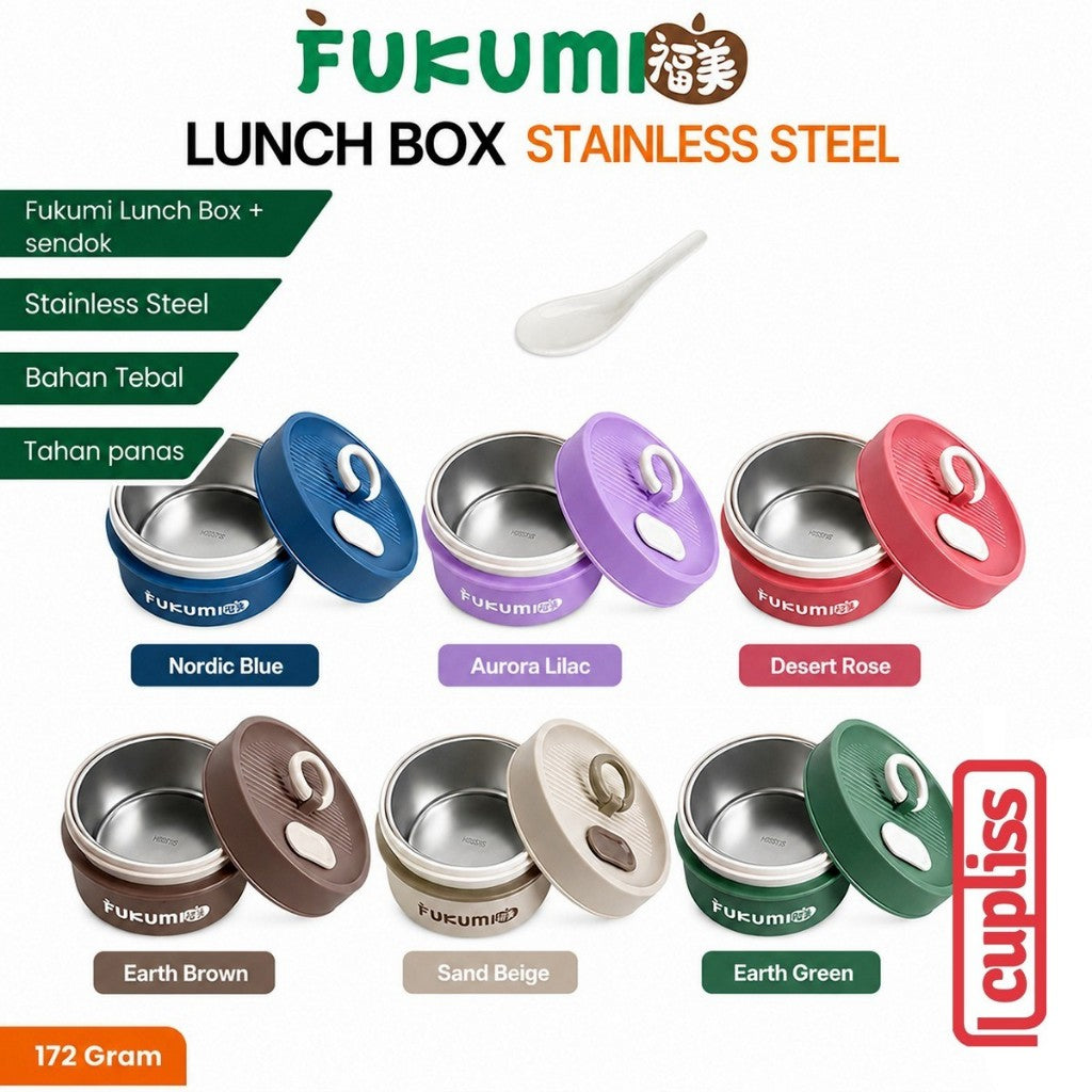 FUKUMI Lunch Box plus Spoon Original Kotak Makan plus Sendok Stainless Steel