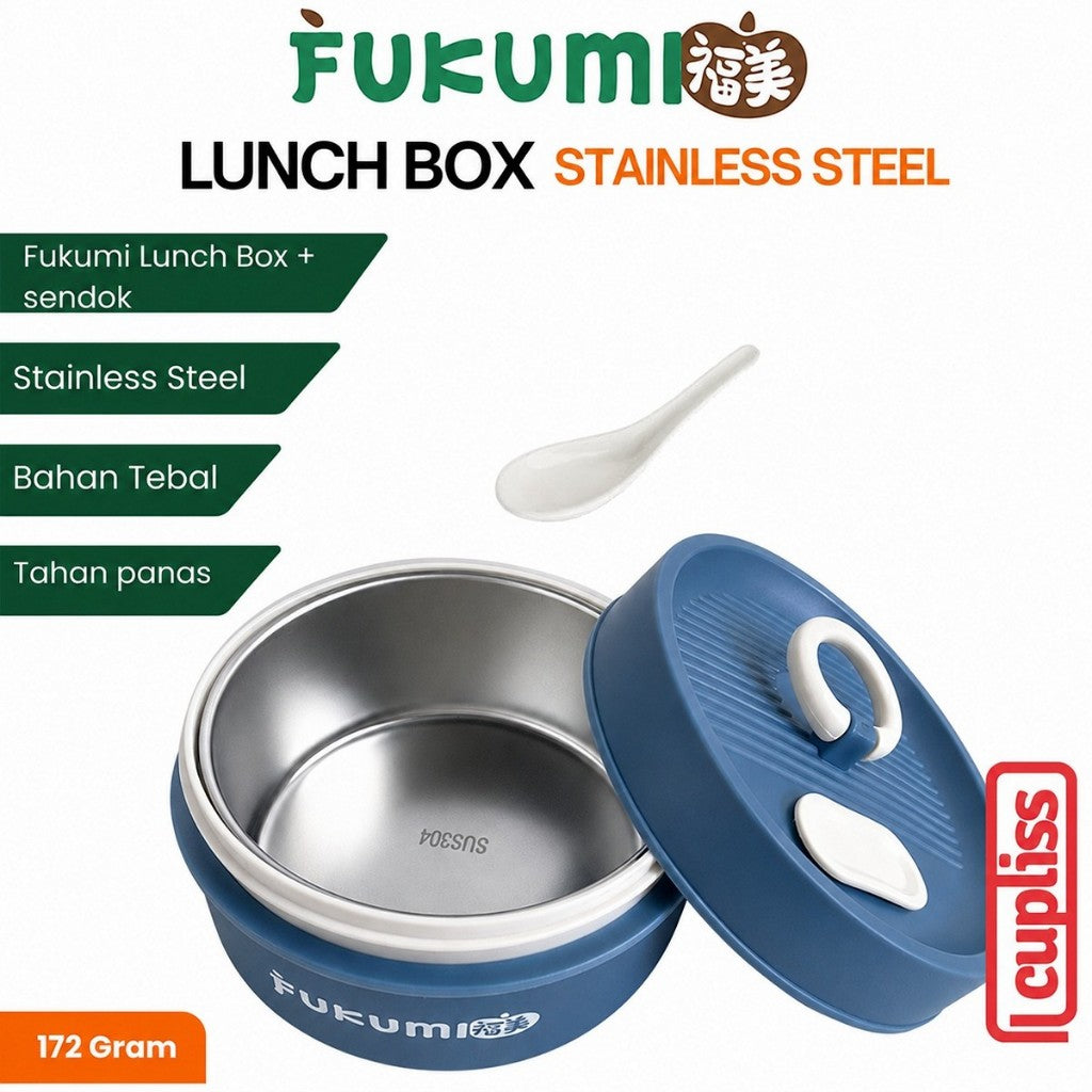 FUKUMI Lunch Box plus Spoon Original Kotak Makan plus Sendok Stainless Steel