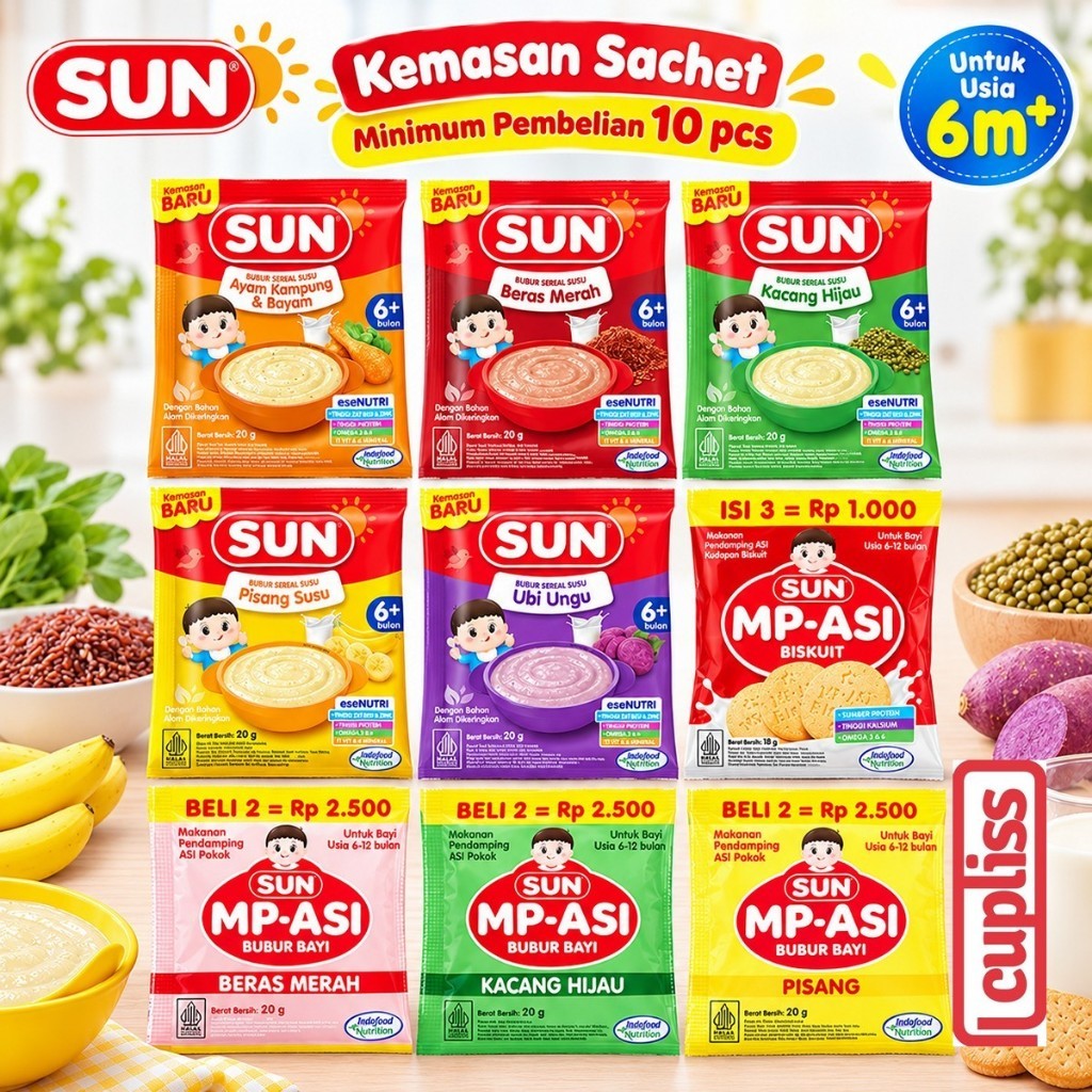 Beli 10 Sachet - SUN MP Asi Bubur Sereal Biskuit Bayi Baby Cereal Biscuit MPASI 6m+