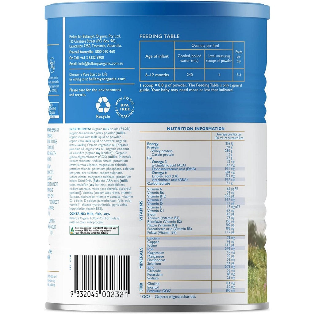 Bellamys Organic Step 2 Bellamy's 900gr Susu Formula Bubuk Organik