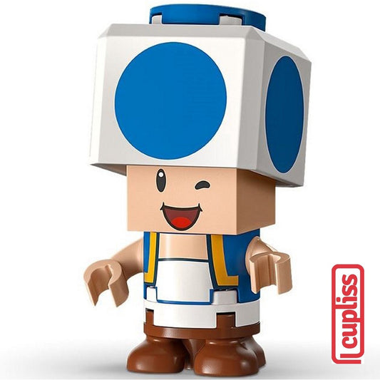 PART OUT LEGO MAR0144 Blue Toad Winking Super Mario Minifigure