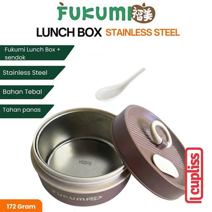 FUKUMI Lunch Box plus Spoon Original Kotak Makan plus Sendok Stainless Steel
