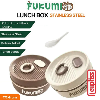 FUKUMI Lunch Box plus Spoon Original Kotak Makan plus Sendok Stainless Steel