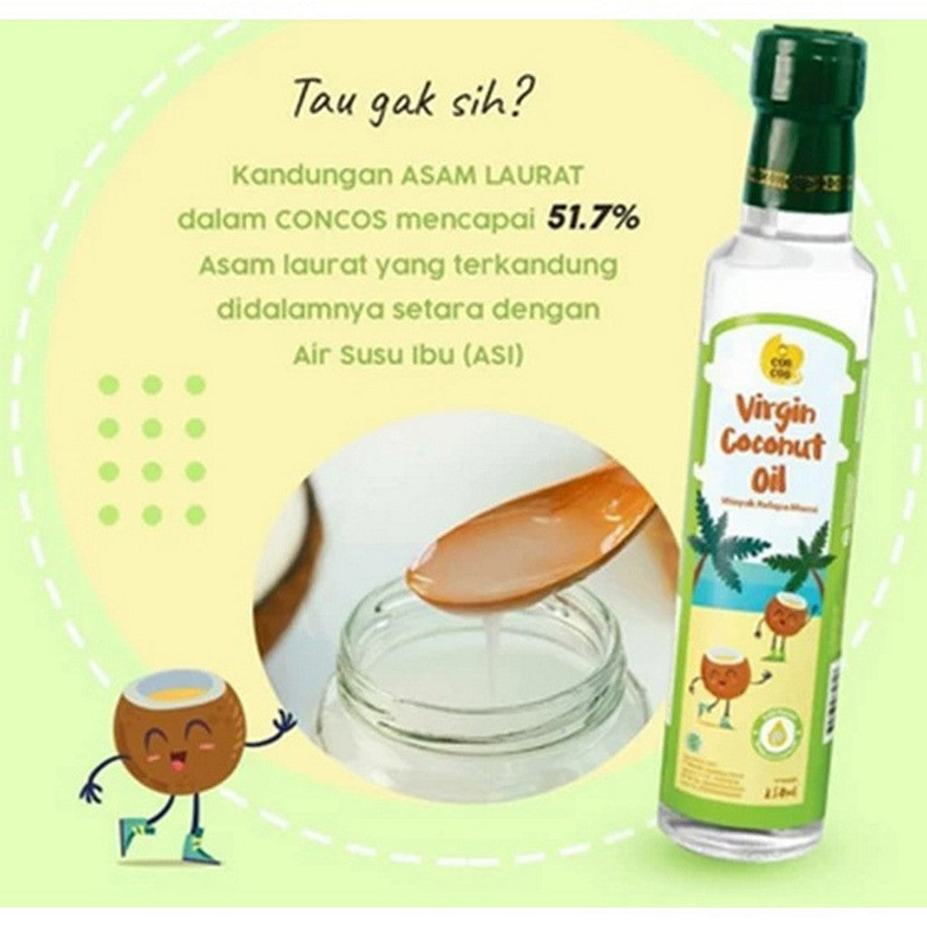 CONCOS Virgin Coconut Oil VCO Cooking Fat Minyak Kelapa Murni Bayi Anak Masak 100 ml 250 ml Botol Kaca