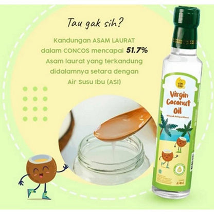 CONCOS Virgin Coconut Oil VCO Cooking Fat Minyak Kelapa Murni Bayi Anak Masak 100 ml 250 ml Botol Kaca