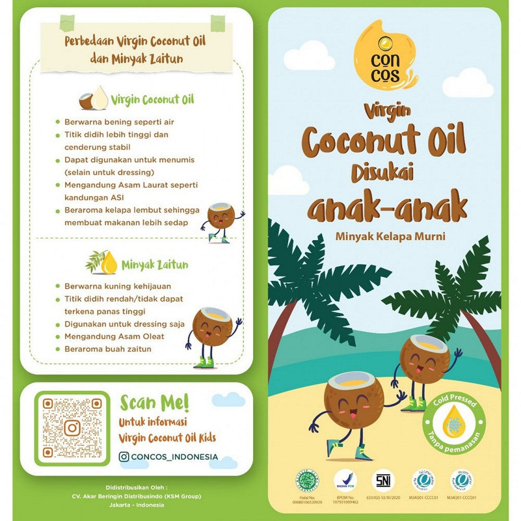 CONCOS Virgin Coconut Oil VCO Cooking Fat Minyak Kelapa Murni Bayi Anak Masak 100 ml 250 ml Botol Kaca