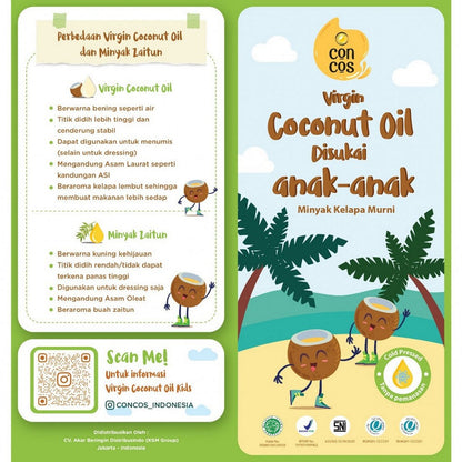 CONCOS Virgin Coconut Oil VCO Cooking Fat Minyak Kelapa Murni Bayi Anak Masak 100 ml 250 ml Botol Kaca