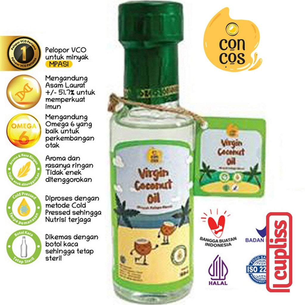 CONCOS Virgin Coconut Oil VCO Cooking Fat Minyak Kelapa Murni Bayi Anak Masak 100 ml 250 ml Botol Kaca