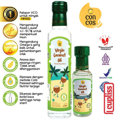 CONCOS Virgin Coconut Oil VCO Cooking Fat Minyak Kelapa Murni Bayi Anak Masak 100 ml 250 ml Botol Kaca
