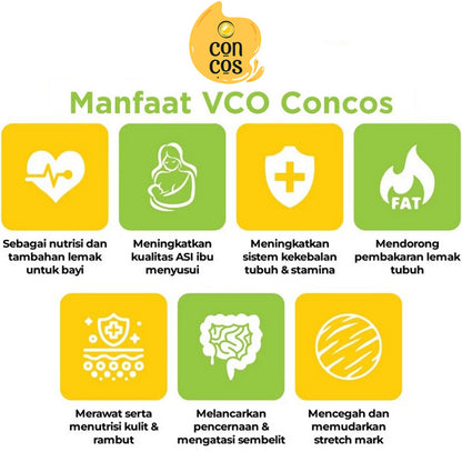 CONCOS Virgin Coconut Oil VCO Cooking Fat Minyak Kelapa Murni Bayi Anak Masak 100 ml 250 ml Botol Kaca