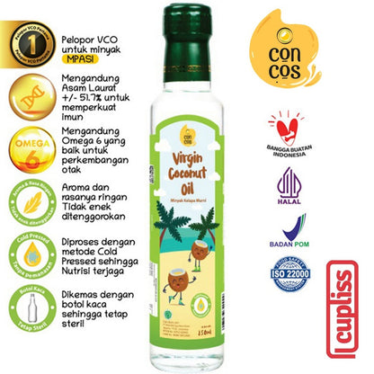 CONCOS Virgin Coconut Oil VCO Cooking Fat Minyak Kelapa Murni Bayi Anak Masak 100 ml 250 ml Botol Kaca