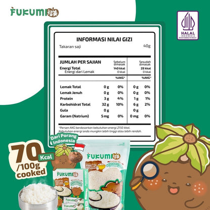 FUKUMI Beras Porang Shirataki Konjac Rice Box Sachet MPASI Instant Anak Sehat Praktis Diet Pouch 1kg Sendok Takar Glucose Meter
