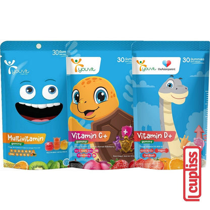 Youvit Vitamin C+ Gummy C 30 Days Booster Imunitas Anak 100% AKG D Omega Multivitamin Hari