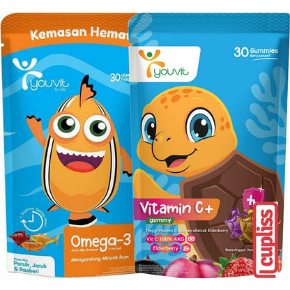 Youvit Vitamin C+ Gummy C 30 Days Booster Imunitas Anak 100% AKG D Omega Multivitamin Hari