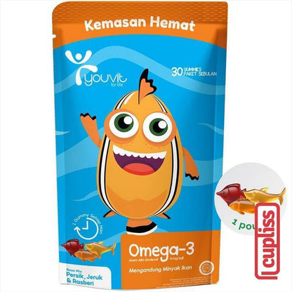 Youvit Vitamin C+ Gummy C 30 Days Booster Imunitas Anak 100% AKG D Omega Multivitamin Hari