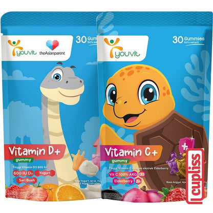 Youvit Vitamin C+ Gummy C 30 Days Booster Imunitas Anak 100% AKG D Omega Multivitamin Hari