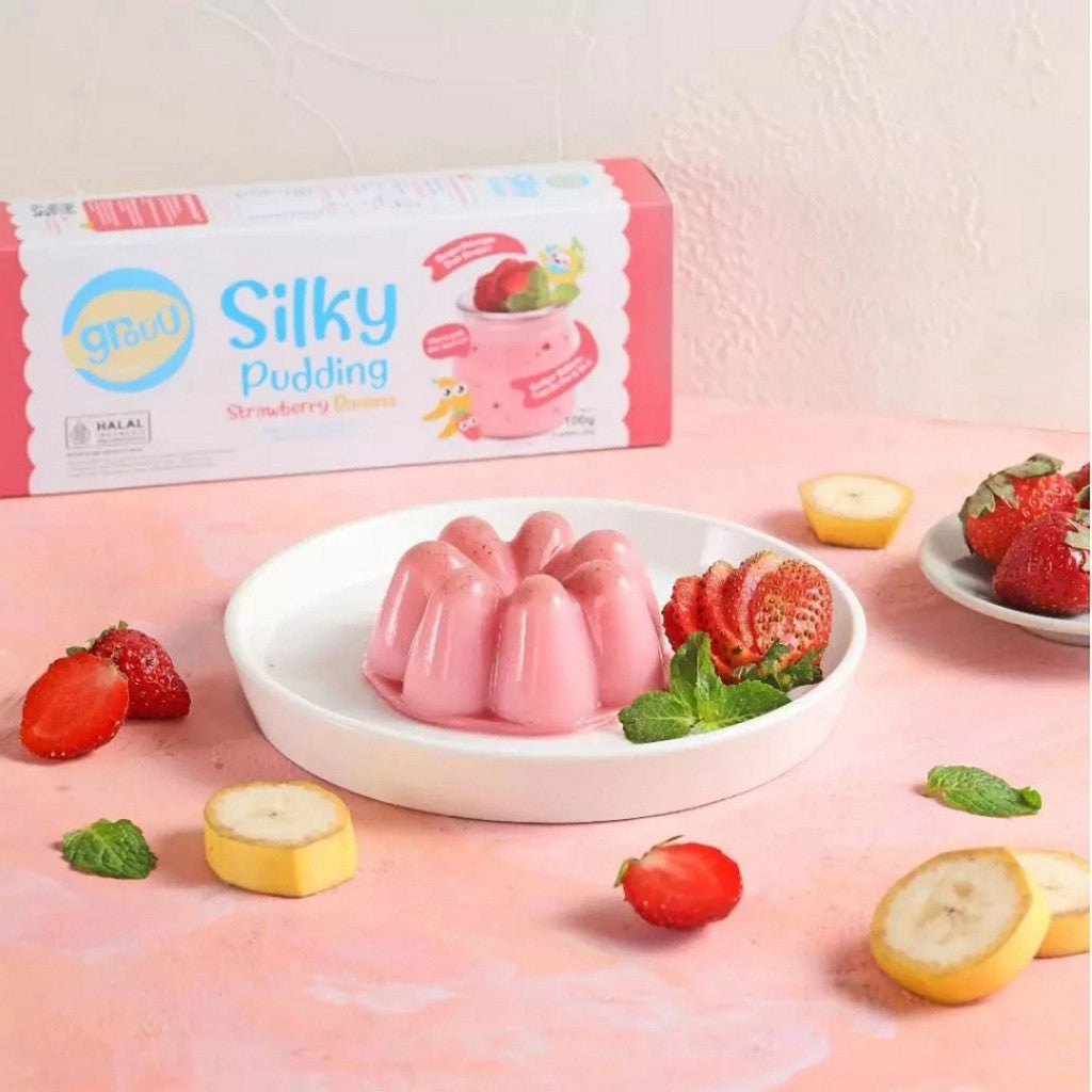 25gr sachet GROUU Silky Puding Powder Bubuk Pudding Snack Bayi Lembut Cemilan MPASI 8+