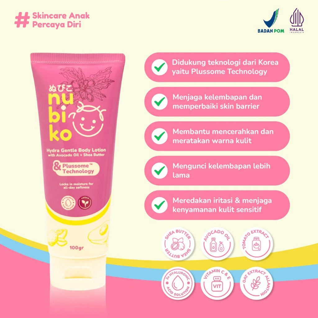 Nubiko 100ml Hydra Gentle Body Lotion Avocado Oil Shea Butter Pelembab Kulit Anak Bayi