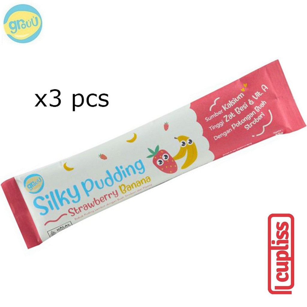 25gr sachet GROUU Silky Puding Powder Bubuk Pudding Snack Bayi Lembut Cemilan MPASI 8+